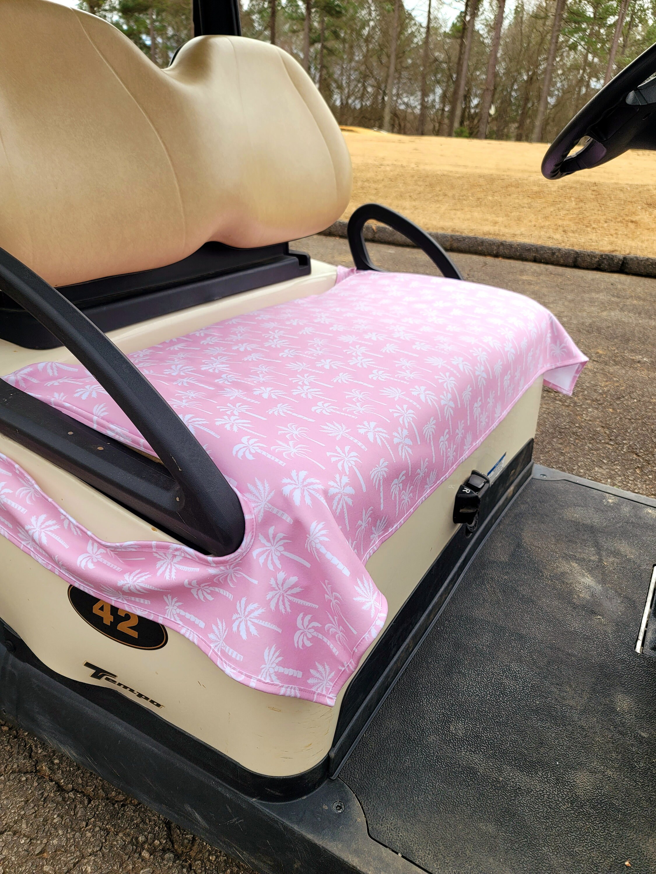 Golf Cart Seat Cover in Palm Beach Pink Fleece Golfcart Seat Blanket