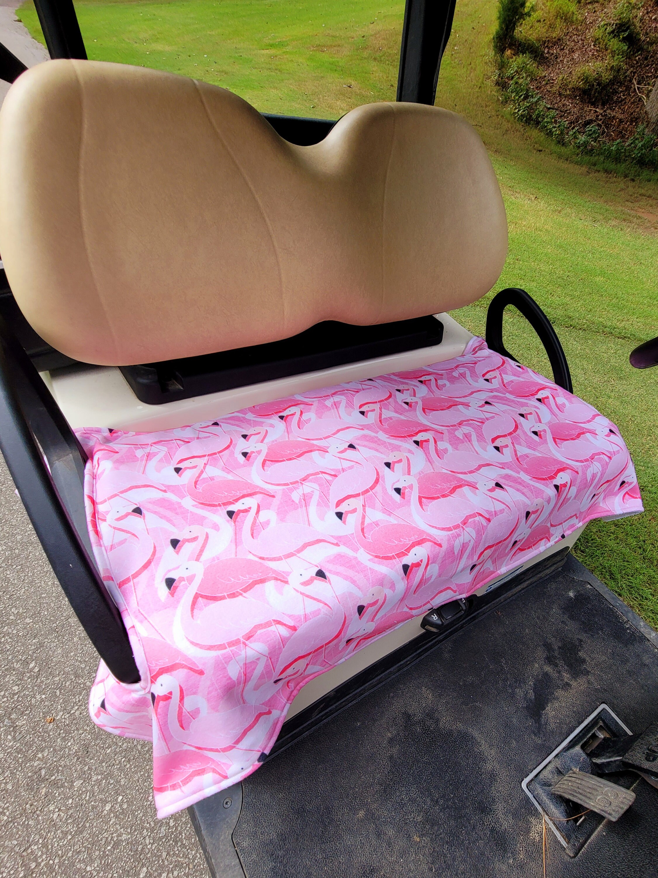 Golf Cart Seat Cover Pink Flamingos Fleece Golf Cart Seat Blanket With
