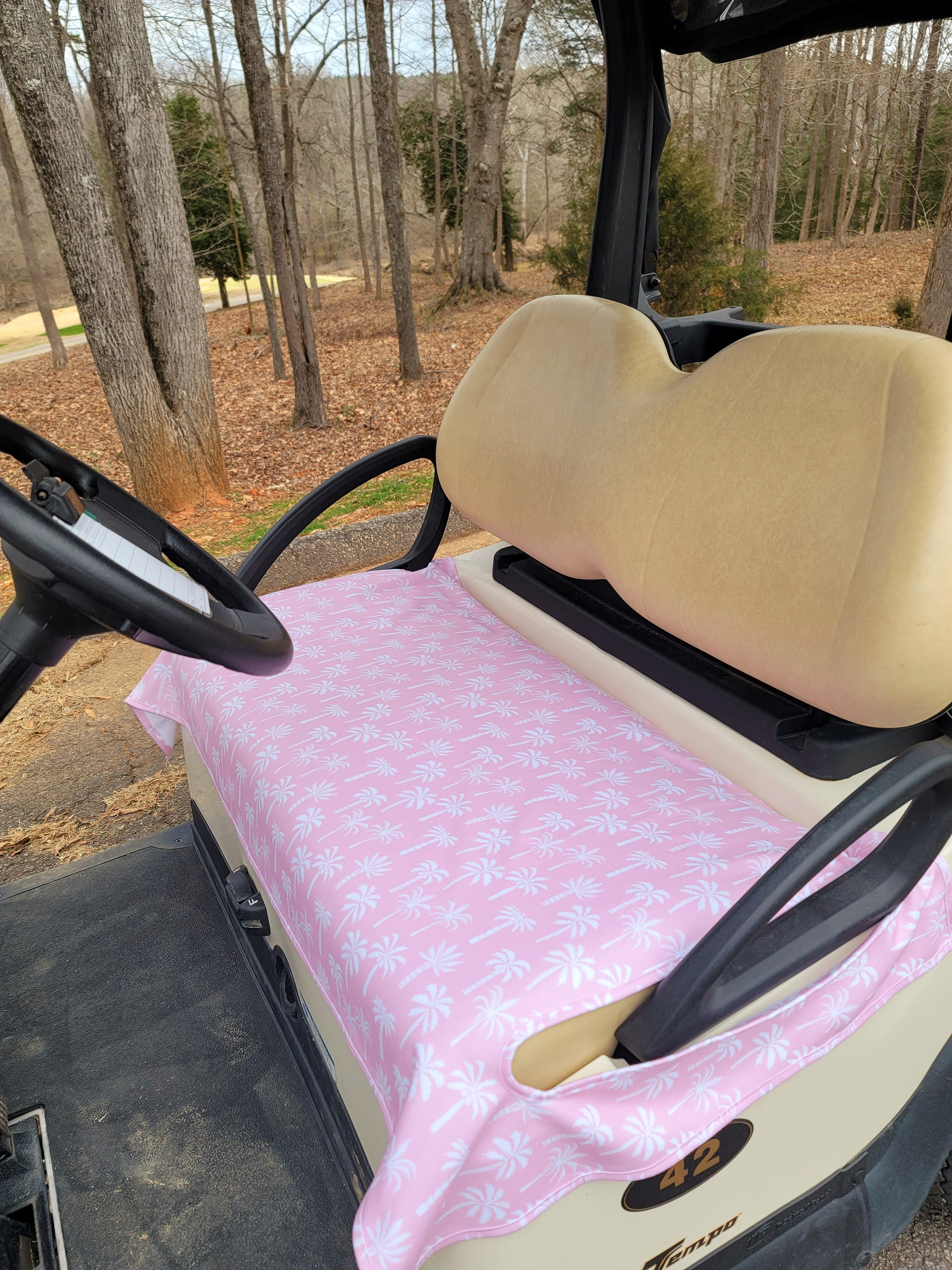 Golf Cart Seat Cover in Palm Beach Pink Fleece Golfcart Seat Blanket