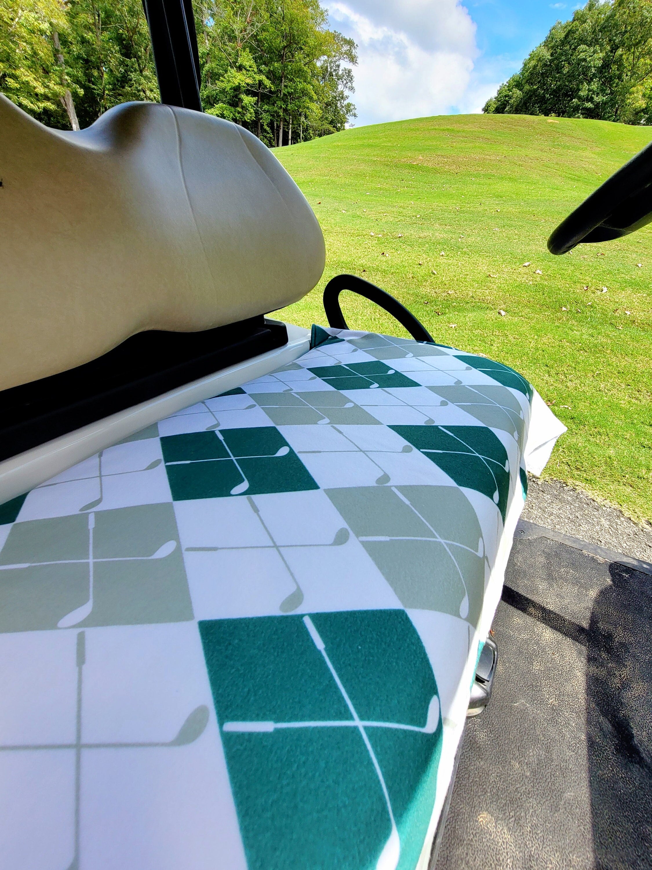 Argyle Golf Club Golf Cart Seat Cover: Fleece Blanket, Reversible