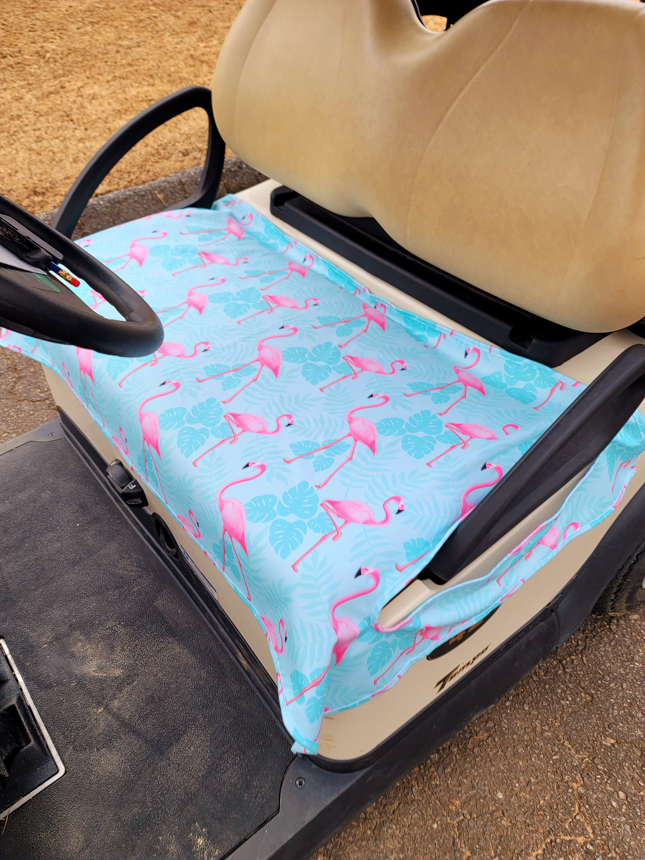 Flamingo Golf Cart Seat Cover: Fleece, Terry Cloth Back Option - Etsy