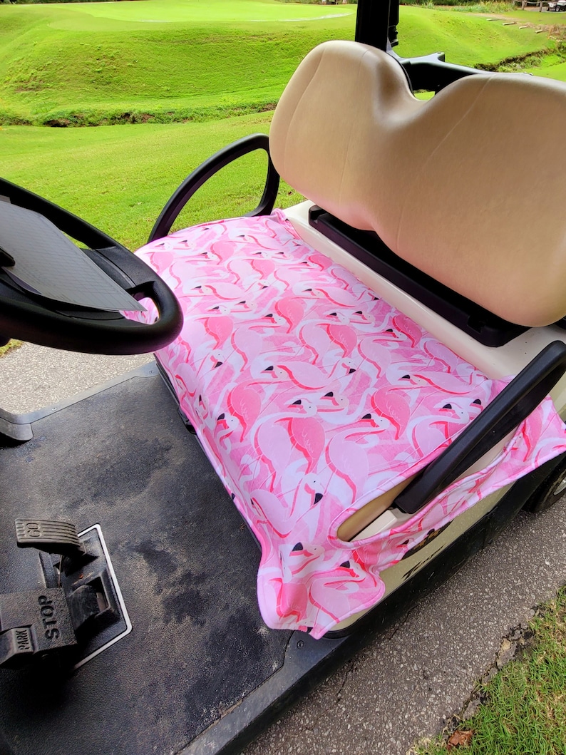 Golf Cart Seat Cover Pink Flamingos Fleece Golf Cart Seat Blanket With