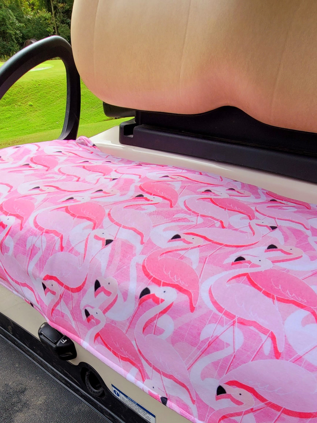 Golf Cart Seat Cover Pink Flamingos Fleece Golf Cart Seat Blanket With