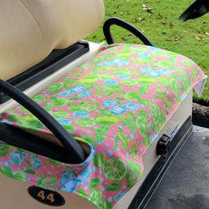 Golf cart seat cover limes on the green fleece golf cart seat blanket with or without terry cloth back reversible seat cover golf gifts