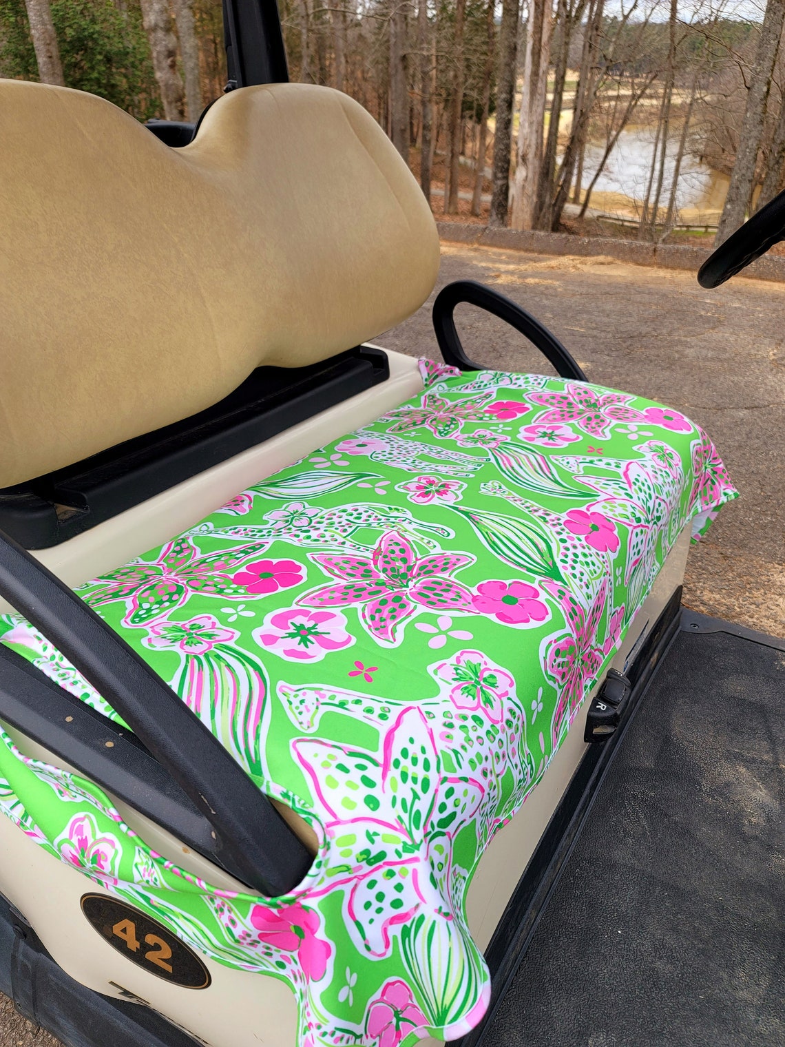 Golf Cart Seat Cover in Spotted on the Green Golf Cart Seat Blanket