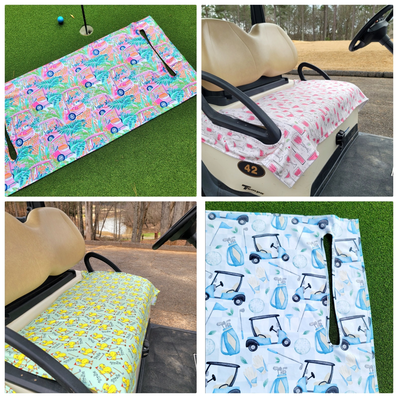 Golf Cart Seat Cover in Palm Beach Pink Fleece Golfcart Seat Blanket