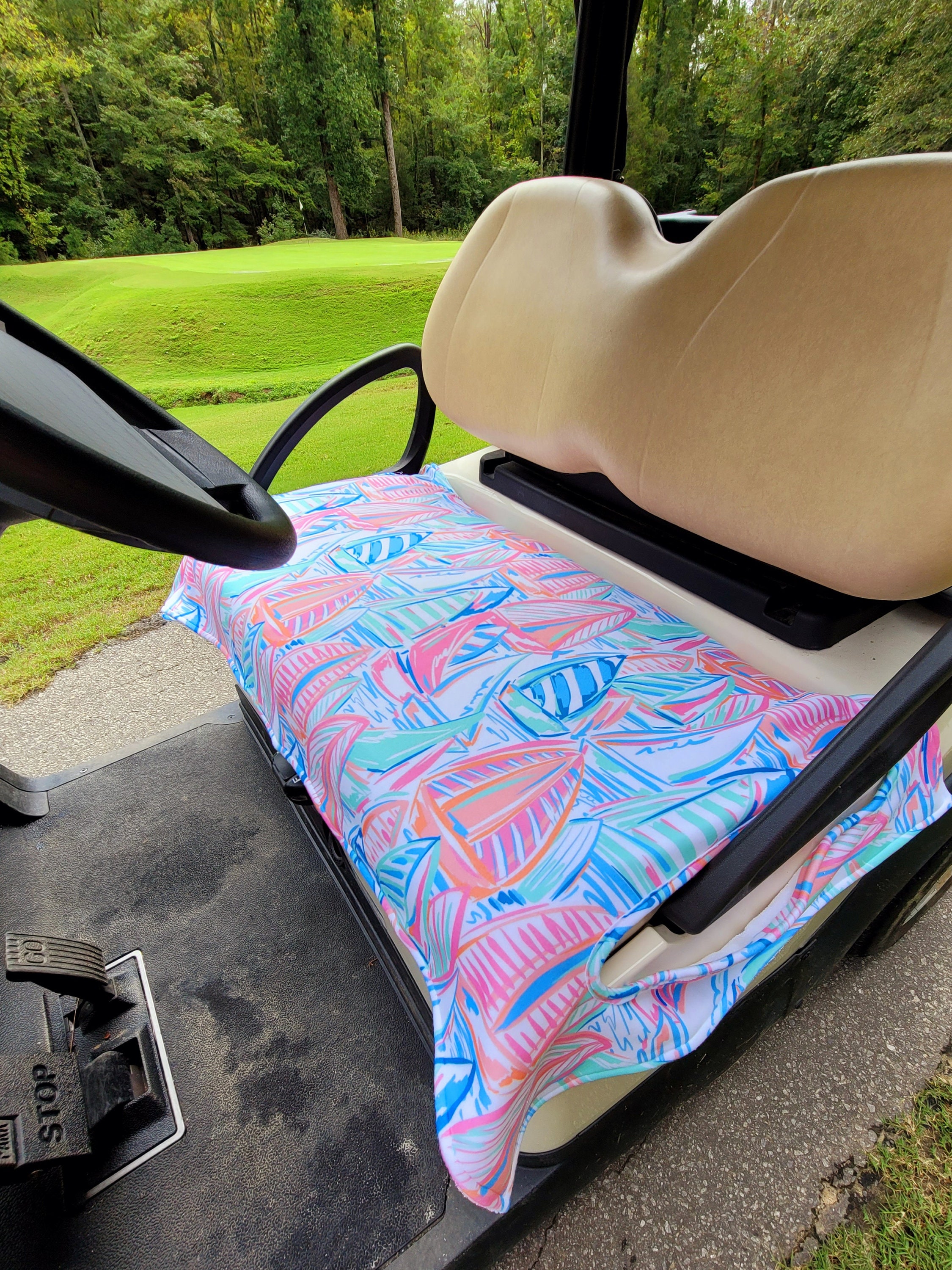 Golf Cart Seat Cover in Pink Lemonade Golf Cart Seat Blanket With or