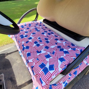 Golf cart seat cover American Flag fleece golf cart seat blanket with or without terry cloth back reversible seat cover golf gifts