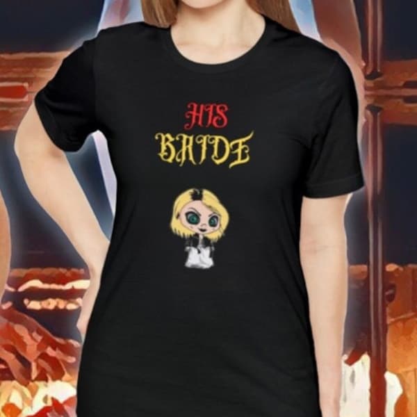 Tiffany, The Force Designs, bride of chucky, marriage, his and Hers, couple, horror,Unisex Jersey Short Sleeve Tee