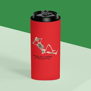Koozie Skull Delightful Funny Slim Regular Can Cooler
