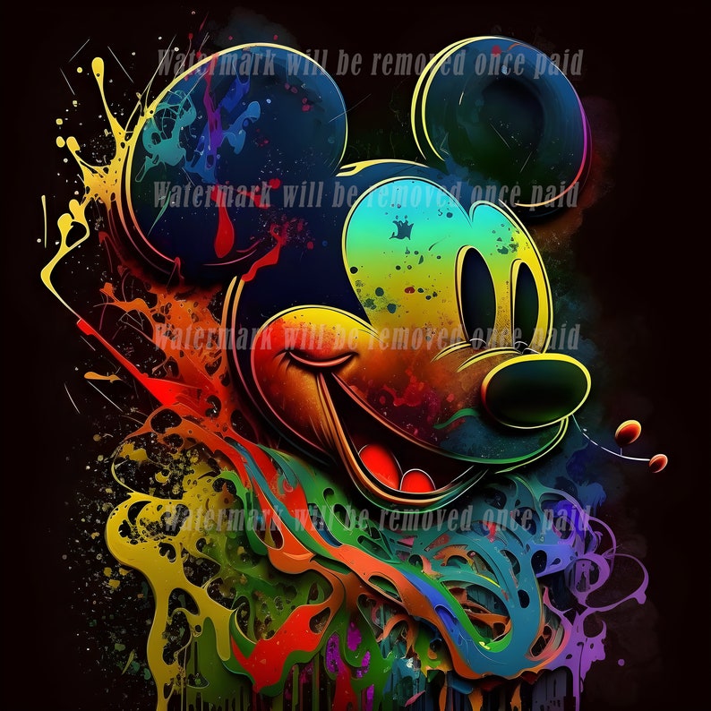 Mickey Mouse Full of Colorful Detailed Vivid Colorful Mickey, Png File, Quick Download
