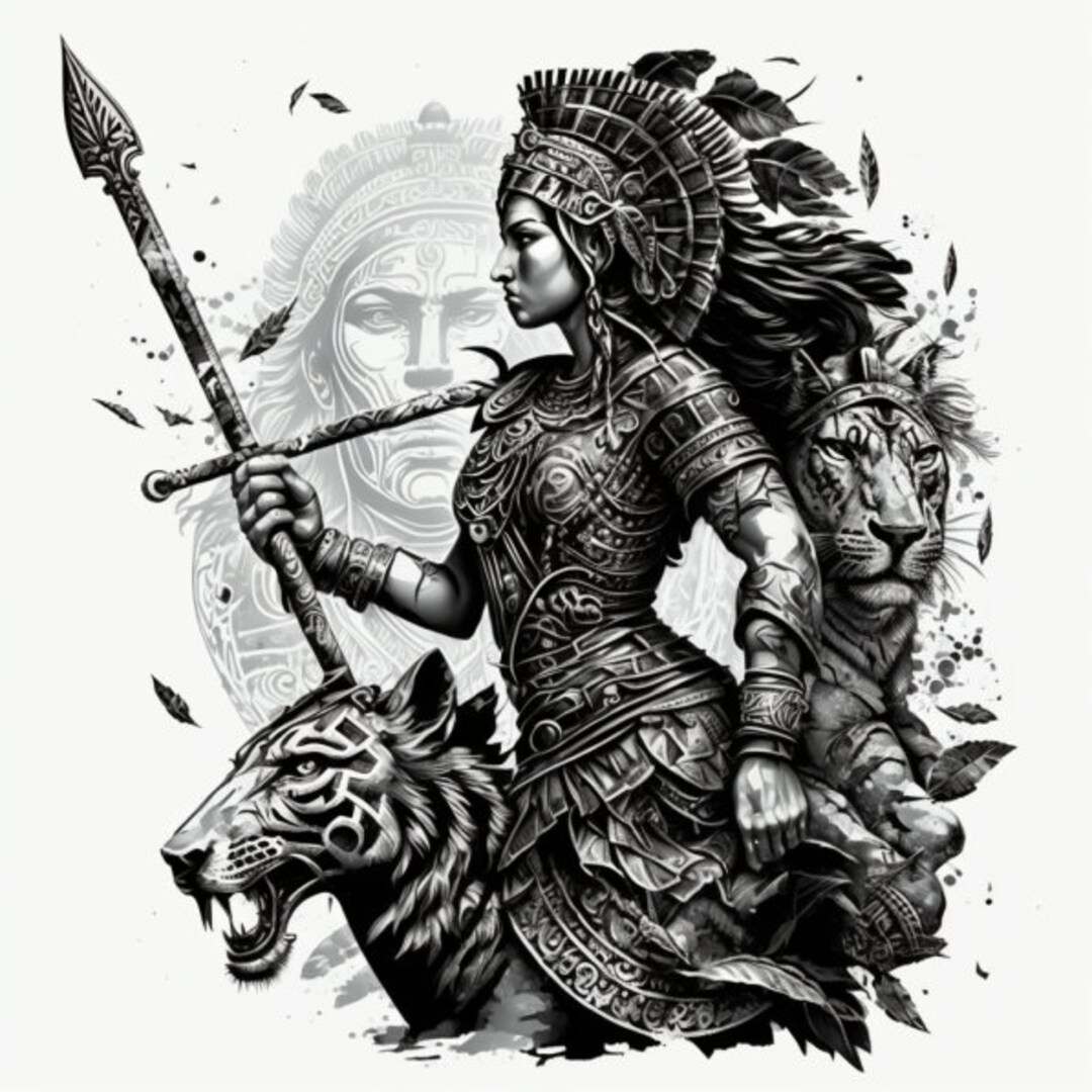 Aztec Warrior Detailed Images, Aztec Leopard Fighter Warrior, Woman and