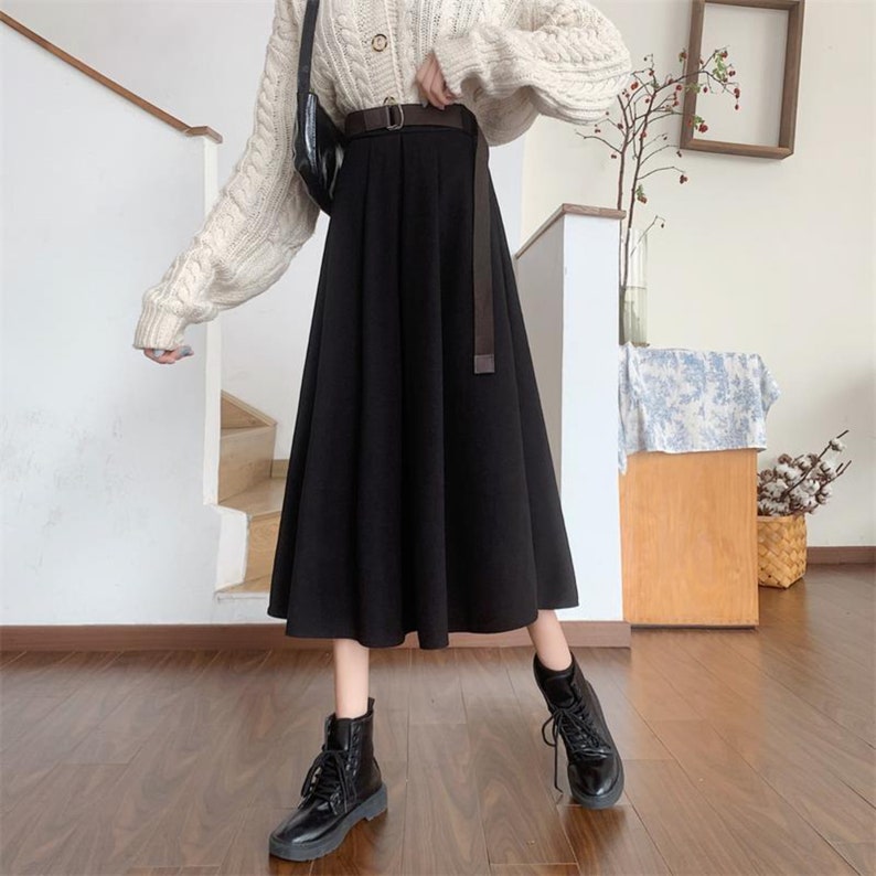 Dark Academia Vintage High Waisted Retro Midi Skirt Korean - Etsy