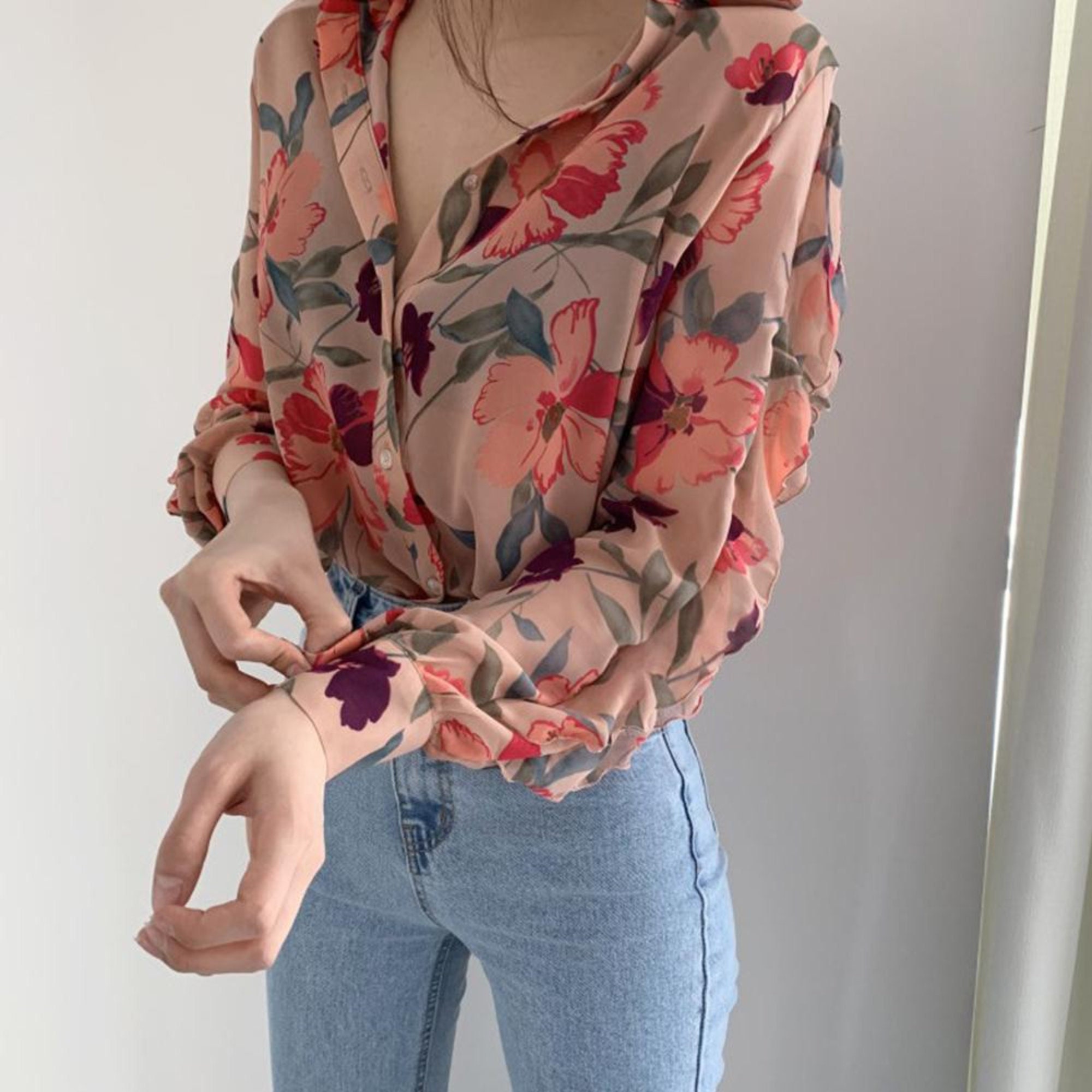 chiffon floral blouses