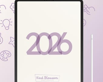 May include: A digital planner for 2026, displayed on a tablet with a white stylus. The planner is designed to help with ADHD, with the text "ADHD-Friendly Digital Planner" and "Structure that flexes. with your mind."