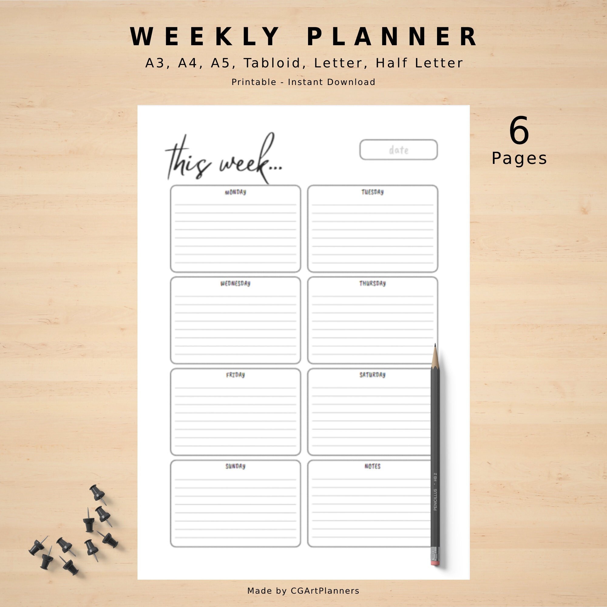 Plan You Week Minimalist Printable Weekly Planner for Planning Your Week to Do List ...