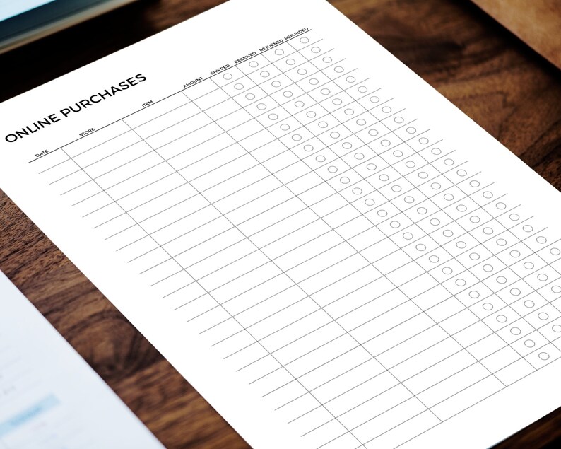 Purchase Tracker Form.pdf Online Purchases Tracker, Purchase Order Form, Expense Tracker ...