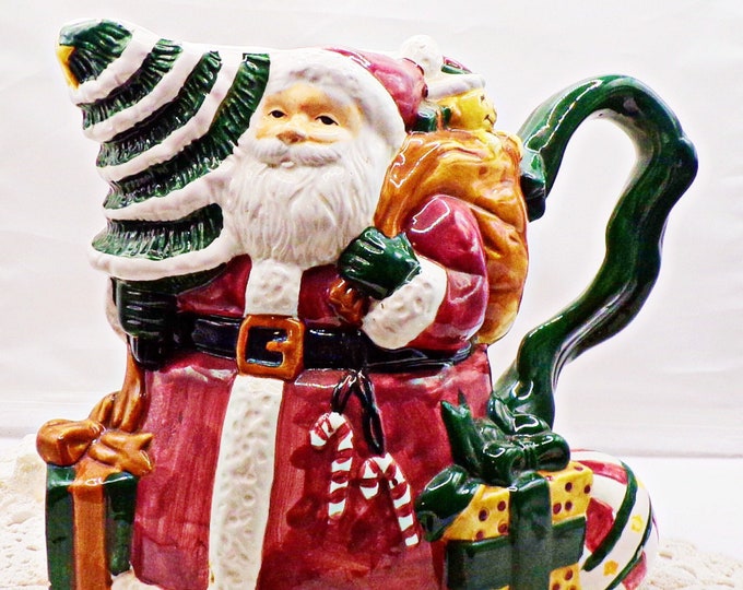 Festive Ceramic Santa Water Pitcher - Christmas Decorative Jug
