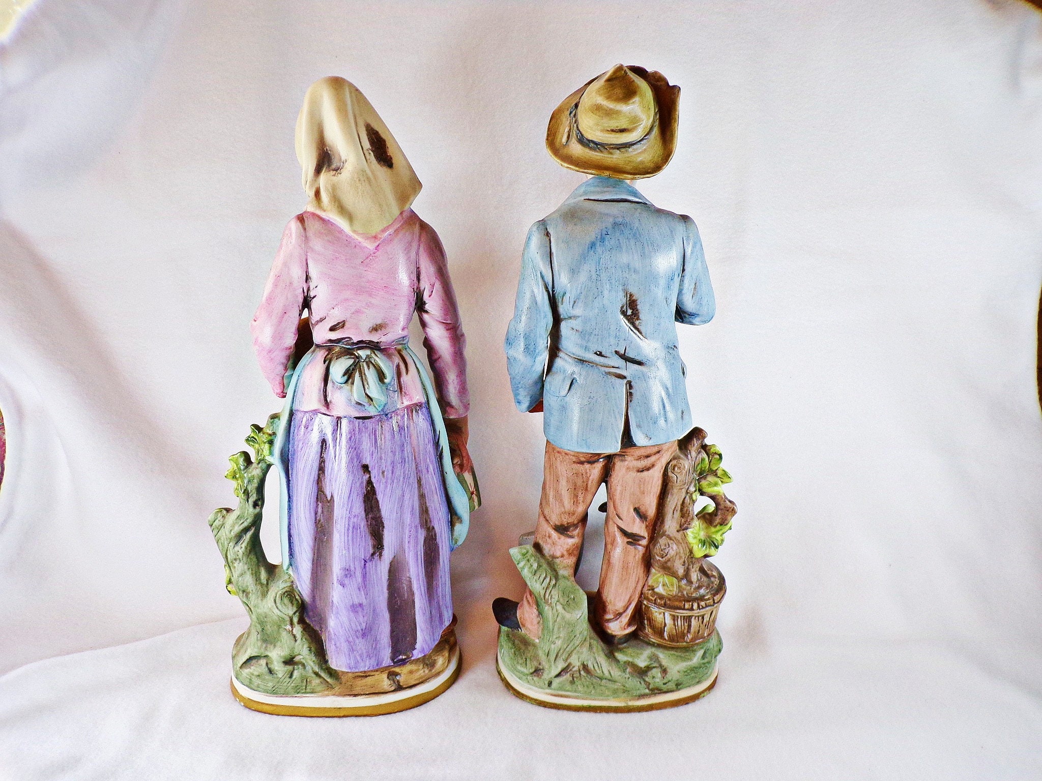 Vintage RARE Homco Old Farming Couple Tall Figurines Etsy