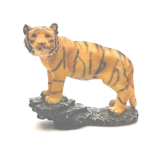 Tiger Figurine, Miniature Hand-Painted Ceramic Sculpture, Unique Wildlife Gift, Animal Decor for Collectors