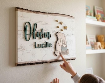 Winnie the Pooh Personalized Name Sign | Nursery Wall Decor | Baby Shower Gift | Hundred Acre Wood | Wooden Name Sign for Nursery
