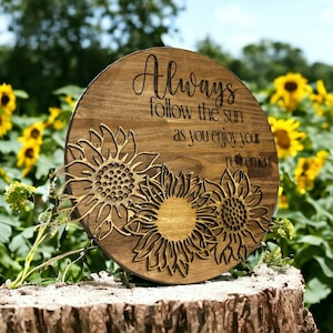 Personalized Sunflower Wooden Sign | Engrave A Special Message