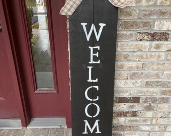 Handmade and Painted Farmhouse "WELCOME" Porch Leaner Sign