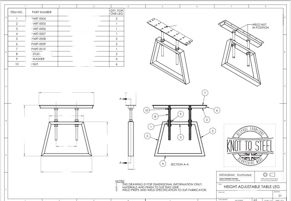 PDF Table Design Drawings - Etsy