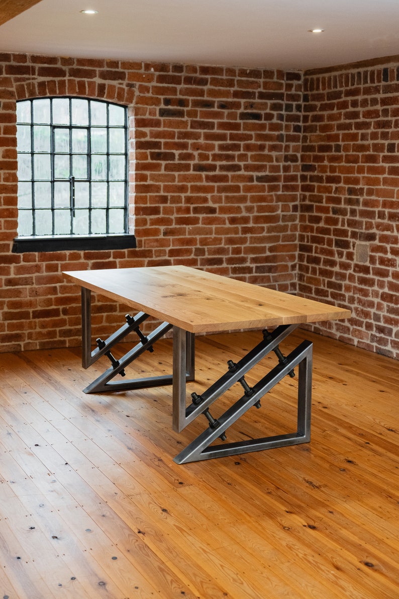 Pythagoras Industrial Oak Dining Table Etsy UK