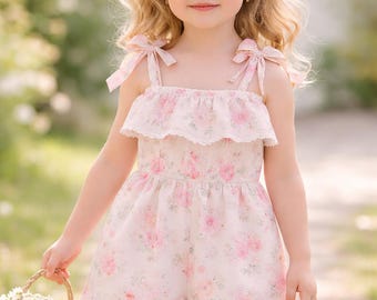 Girls Ruffled Romper Sewing Pattern PDF | Strappy Romper for Kids 1–14 Years