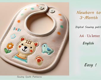 Sewing Pattern for Newborn to 3-Month Baby Bib