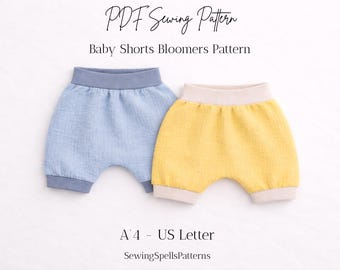 Baby Shorts Sewing Pattern PDF – No Front Seam – Easy to Sew ***PDF Pattern for Baby Shorts – No Front Seam – Easy to Sew