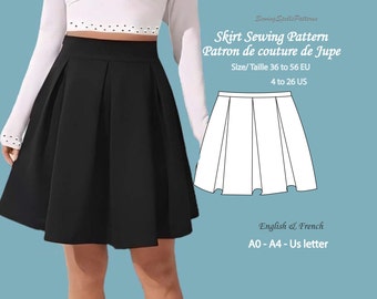 Pleated Skirt Sewing Pattern - Patron de couture de Jupe Plissée