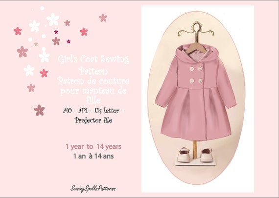 Girl's Coat Sewing Pattern - Patron de couture pour manteau de fille