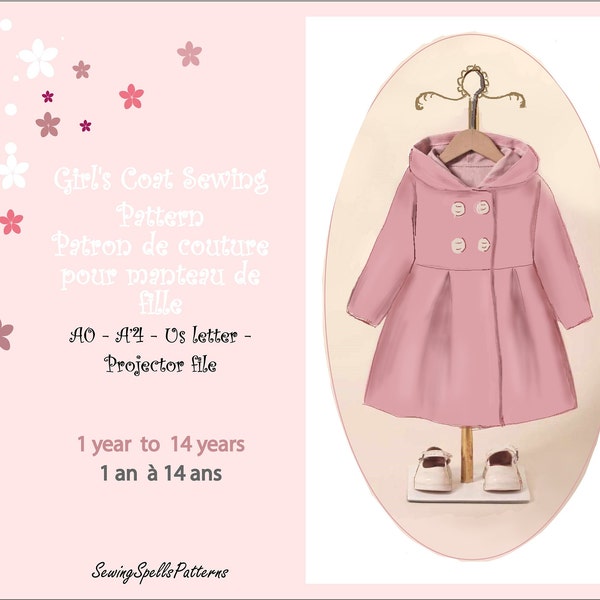 Girl's Coat Sewing Pattern - Patron de couture pour manteau de fille