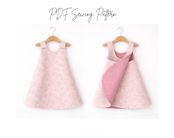 Girls Apron Dress Sewing Pattern PDF | Easy Lined A-Line Dress 1–8 Years | A4 US Letter A0 | Instant Download
