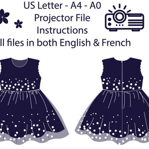 Patrón digital de vestido encantador para niñas pequeñas - A4 - Carta de EE. UU. - A0 - Archivo para proyector - Patrón de costura - Costura para niños - Patrón de costura para bebés en PDF