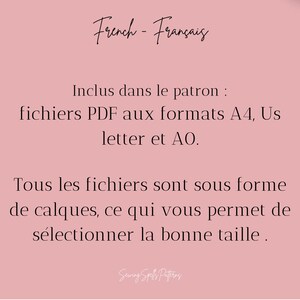 K&ouml;nnte beinhalten: Ein rosa Hintergrund mit schwarzem Text auf Franz&ouml;sisch. Der Text lautet "French - Fran&ccedil;ais" oben. Darunter werden PDF-Dateien in den Formaten A4, US Letter und AO aufgelistet. Die Dateien sind in Ebenen, um die richtige Gr&ouml;&szlig;e auszuw&auml;hlen.