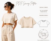 Cropped Oversized T-Shirt Top Sewing Pattern - Projector File - Beginner- Friendly