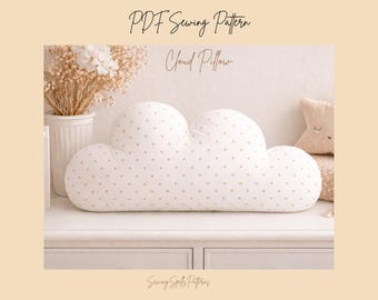 Cloud Pillow PDF Sewing Pattern, Baby Nursery Cushion Decor, 3 Sizes Included, A4 & US Letter, Easy Beginner Plush