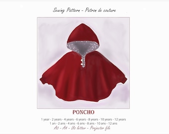 Hooded Poncho Pattern for 1-12 Years - Hooded Poncho Pattern for 1-12 Years - English & French