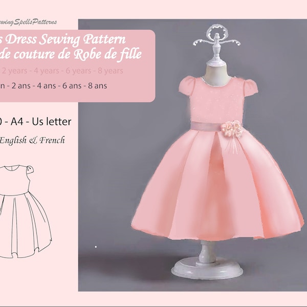 Girl's Special Occasion Dress Sewing Pattern 1 year to 8 years