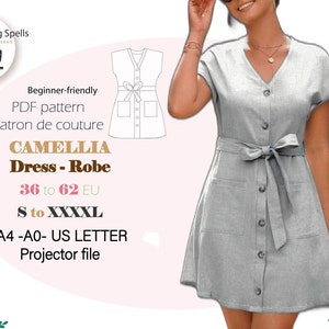 Digital Pattern for a Stylish Shirt Dress Easy - Japanese Sleeves - Summer Dress - Projection-Friendly Pattern