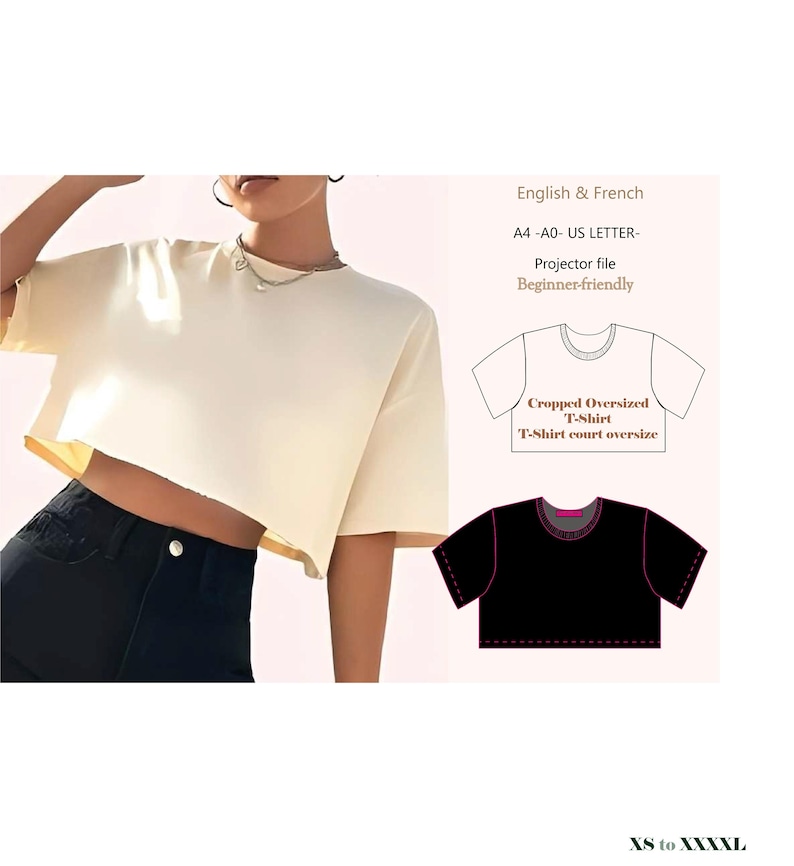 Molde para camiseta cropped oversized - Arquivo para projetor - Ideal para iniciantes imagem 2