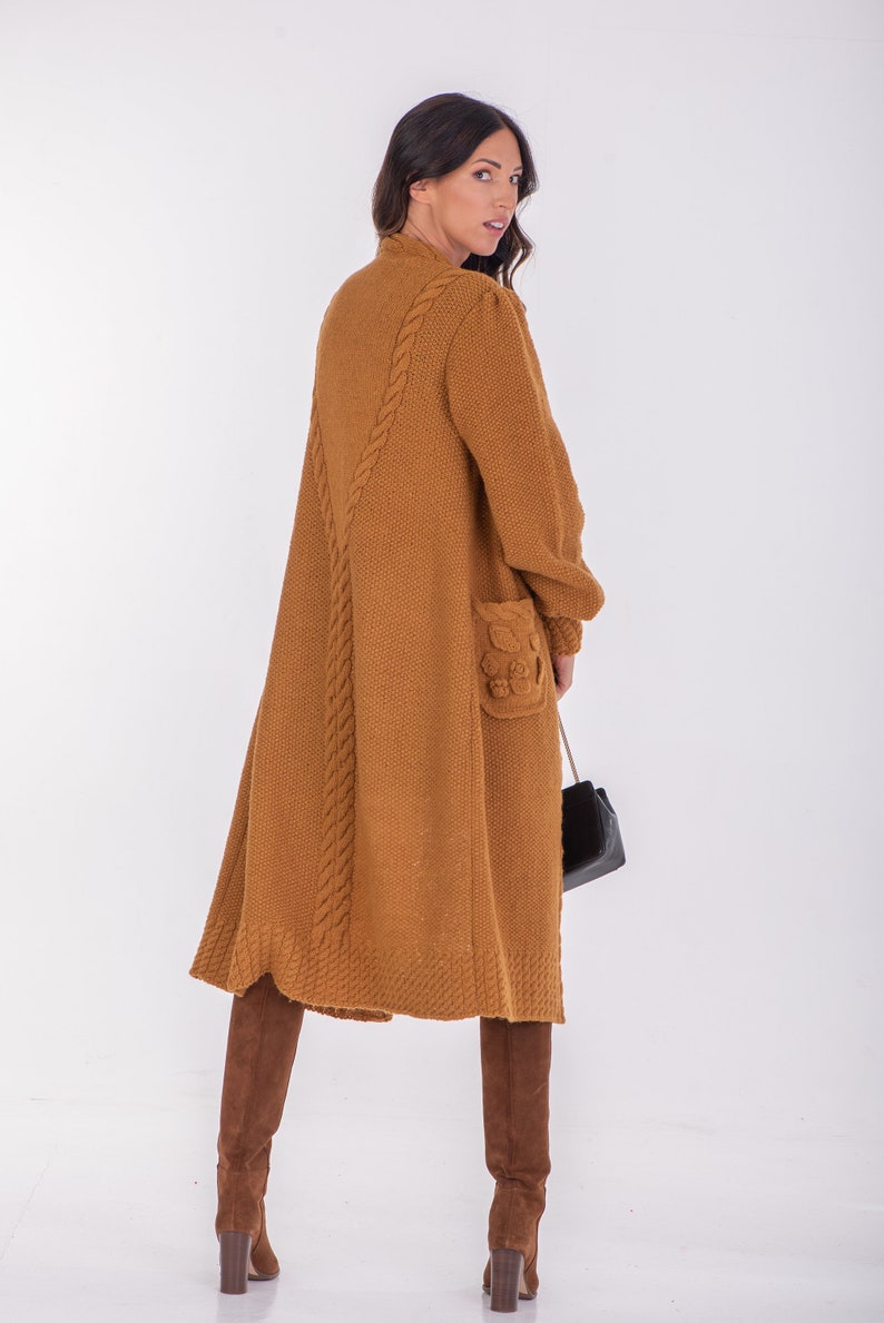 Chunky knit sweater, Merino wool cardigan long, Chunky knit oversize sweater, Handmade Sweater for Women, Colorful Sweater, Handmade coat image 2