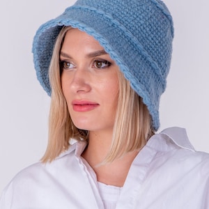 Knit bucket hat, Red knit bucket hat, Chunky knit bucket hat, Merino wool bucket hat, Handmade bucket hat, Yellow Blue Beige Pink bucket hat