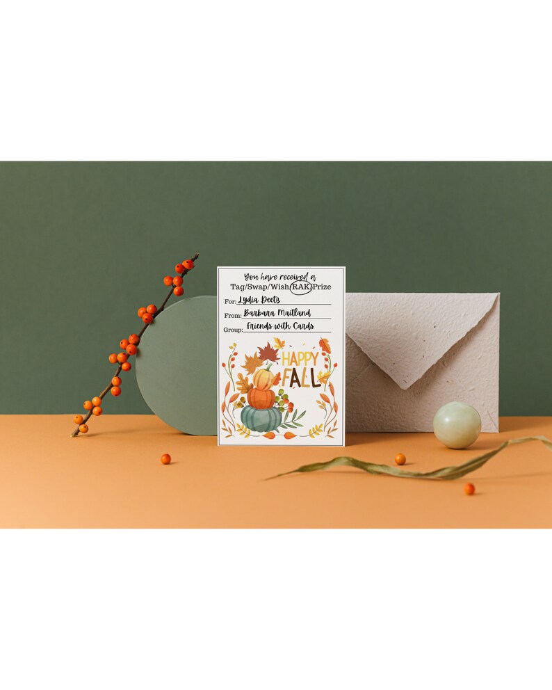 Swap Rak Tags Happy Mail Swap Tags RAK Prize Gift Fall Printable Autumn Pen Pal ...