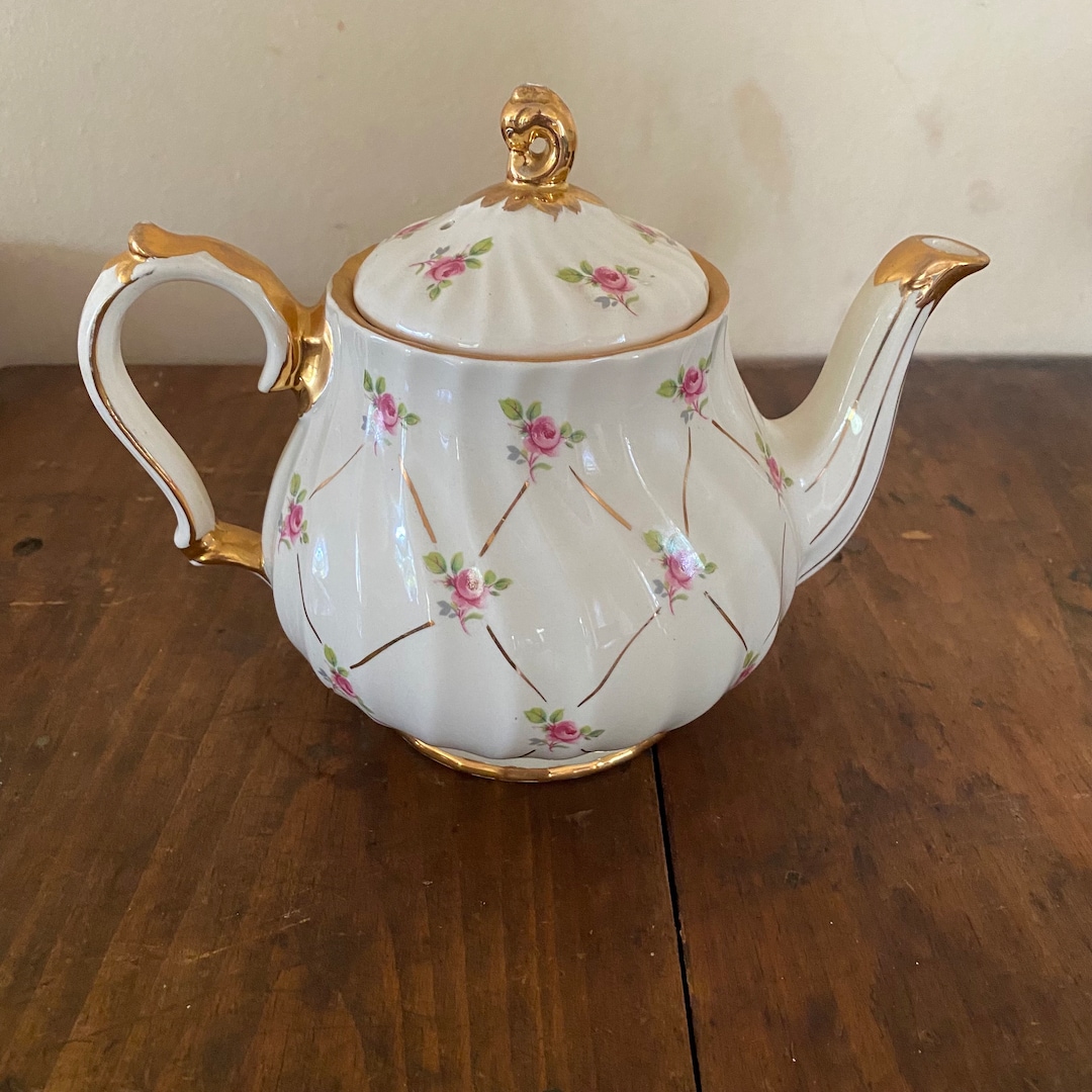 Sadler England Tea Pot Kettle Rose Gold Trim Antique Vintage Kitchen - Etsy