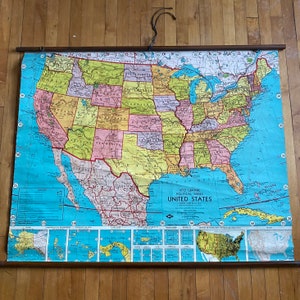 Vintage USA Farbkarte WWll Ära Camp Hood Road Trip Militärschule US Bundesstaaten Karte