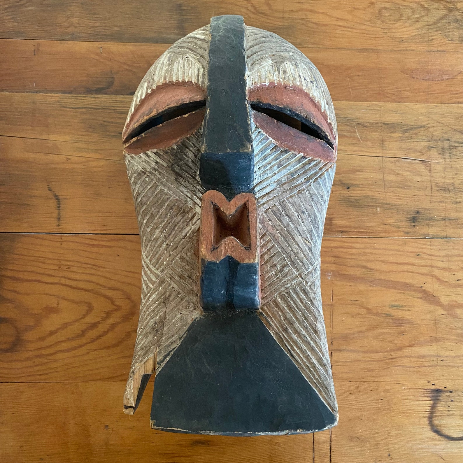 Ceremonial Songye Kifwebe Cubist African Wood Dance Mask Congo Vintage ...